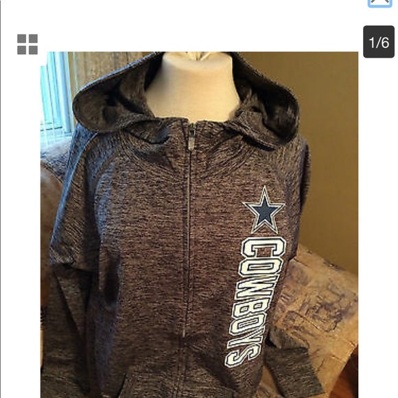 NFL Dallas Cowboys Xl zippered hoodie gray with thumb hole NEW - Picture 6 of 8